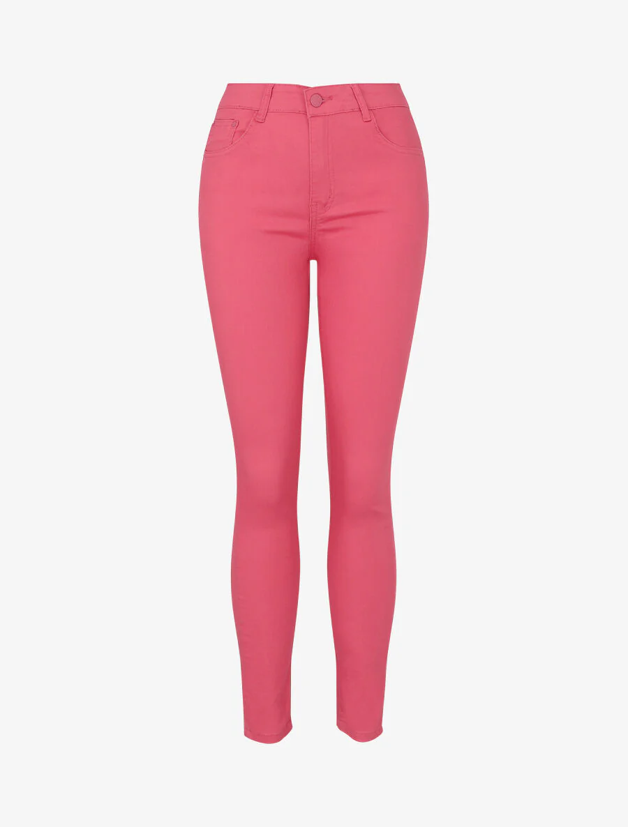 Effen skinny jeans in grote maat - Roze