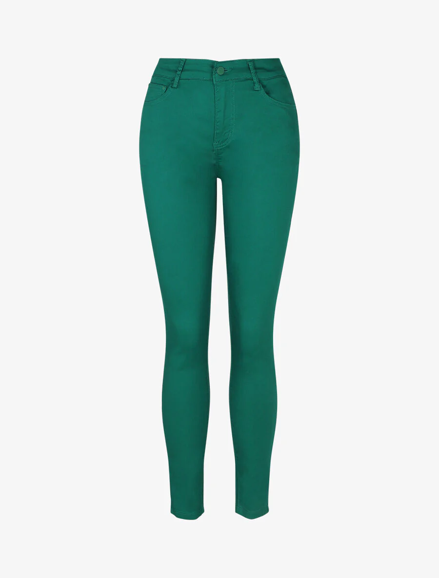 Effen skinny jeans in grote maat - groen