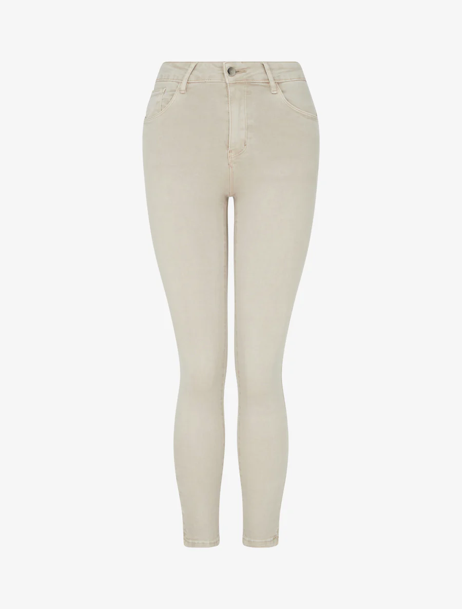 Effen skinny jeans met normale taille - Beige