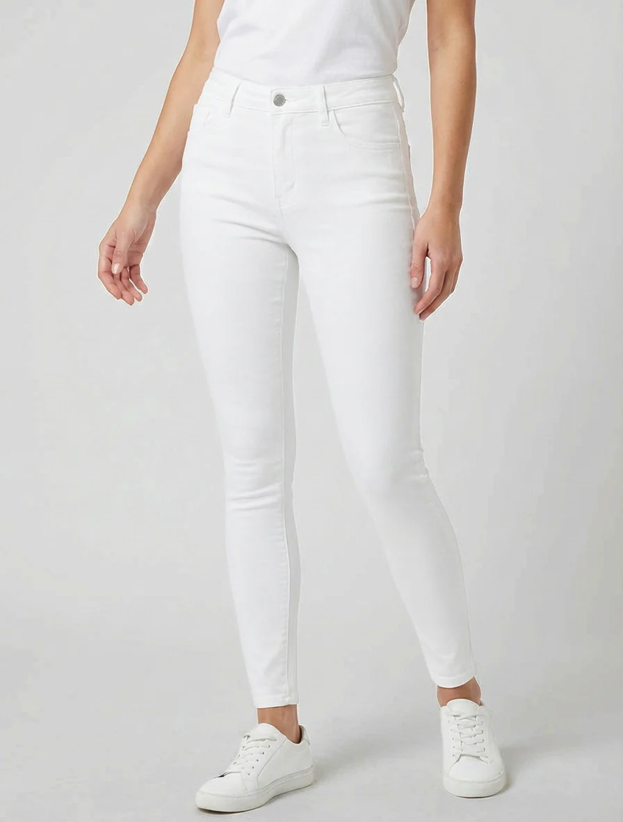 Effen skinny jeans met normale taille - Wit - Image 4