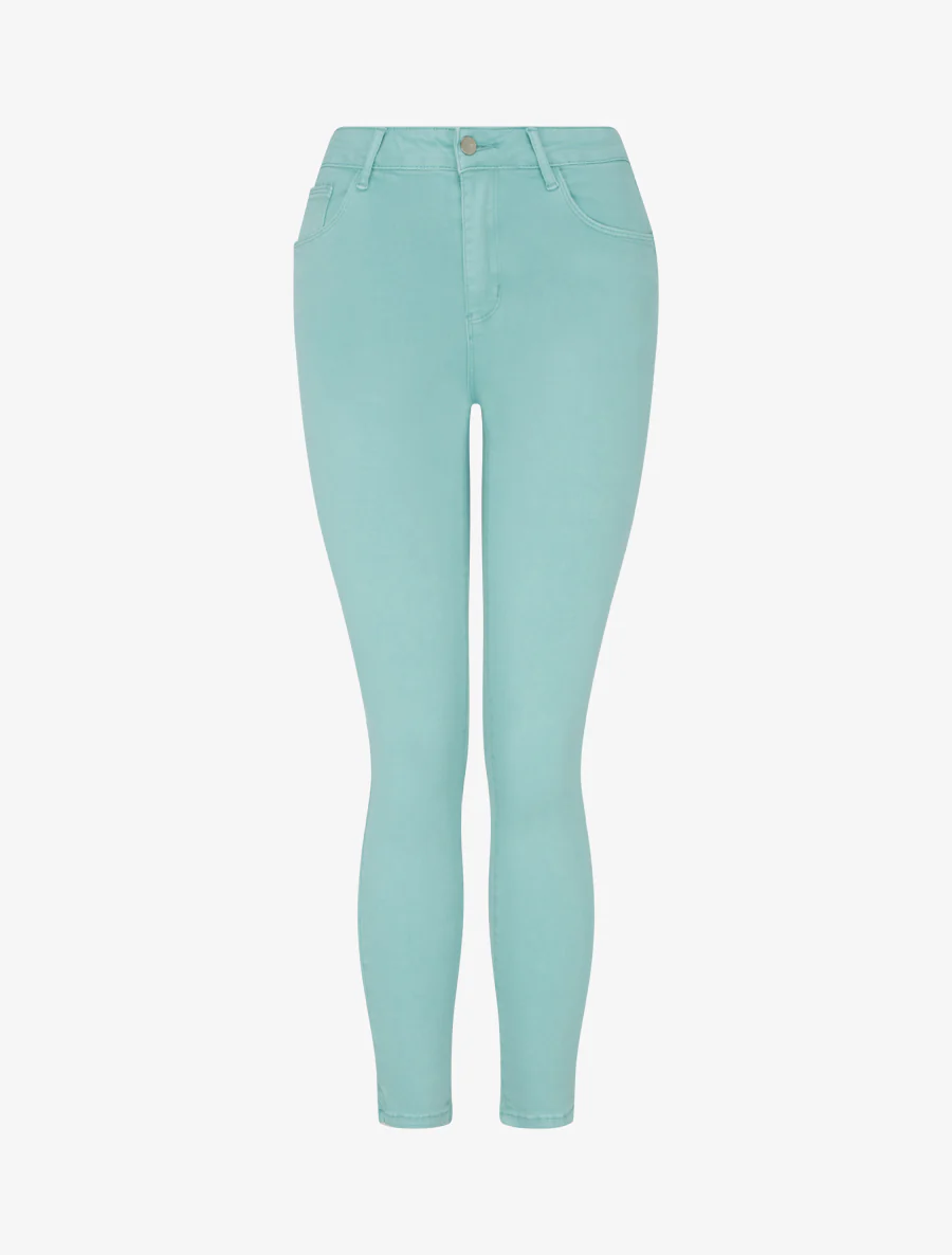 Effen skinny jeans met normale taille - Watergroen