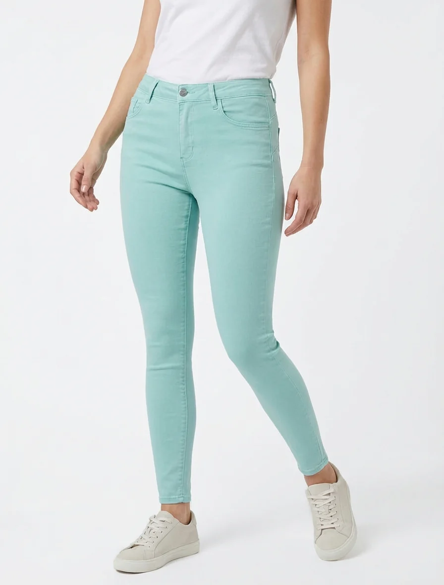 Effen skinny jeans met normale taille - Watergroen - Image 4