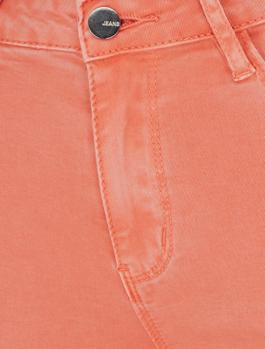 Effen skinny jeans met normale taille - Koraal - Image 3