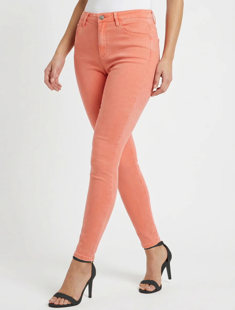Effen skinny jeans met normale taille - Koraal - Image 4