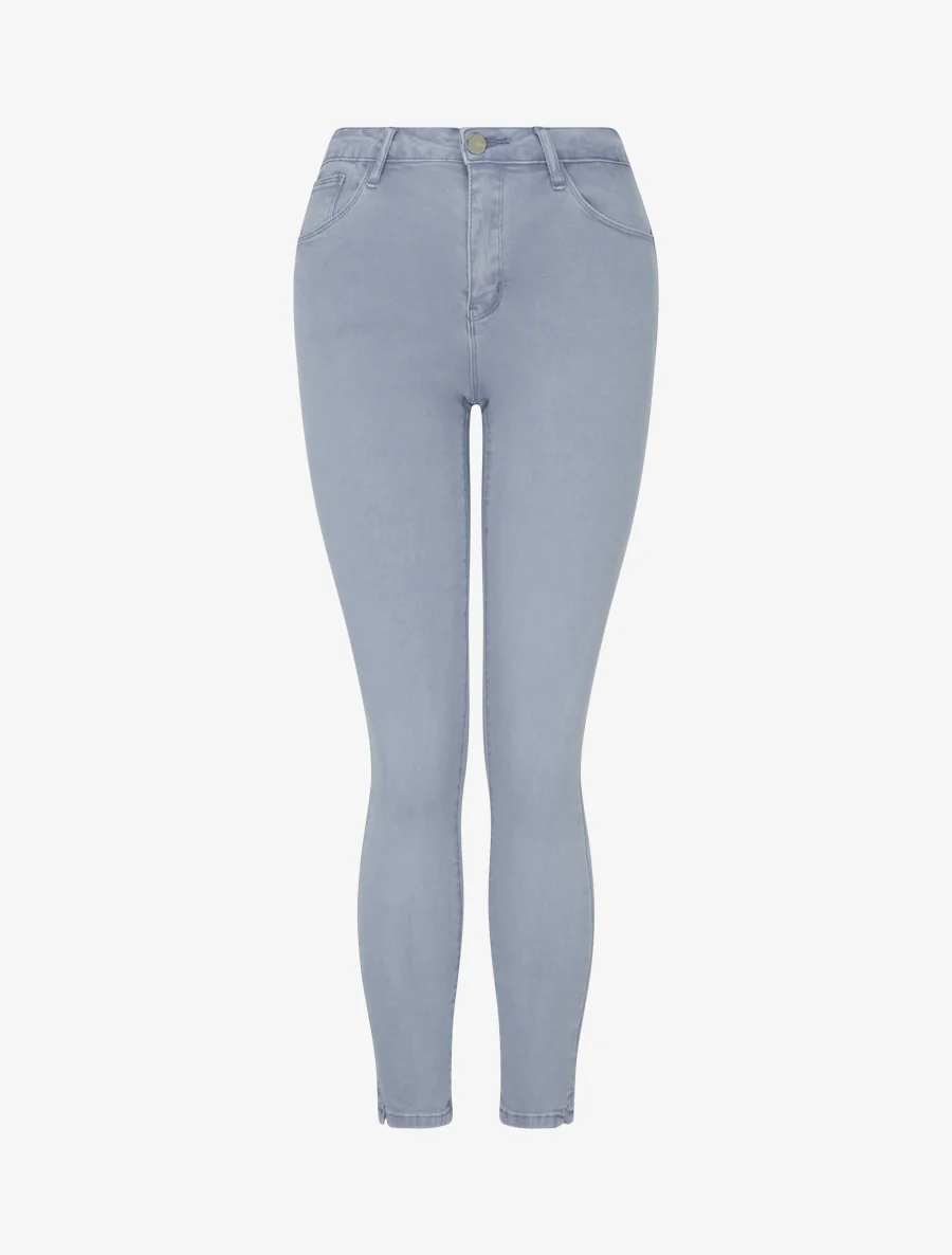 Effen skinny jeans met normale taille - Blauwgrijs