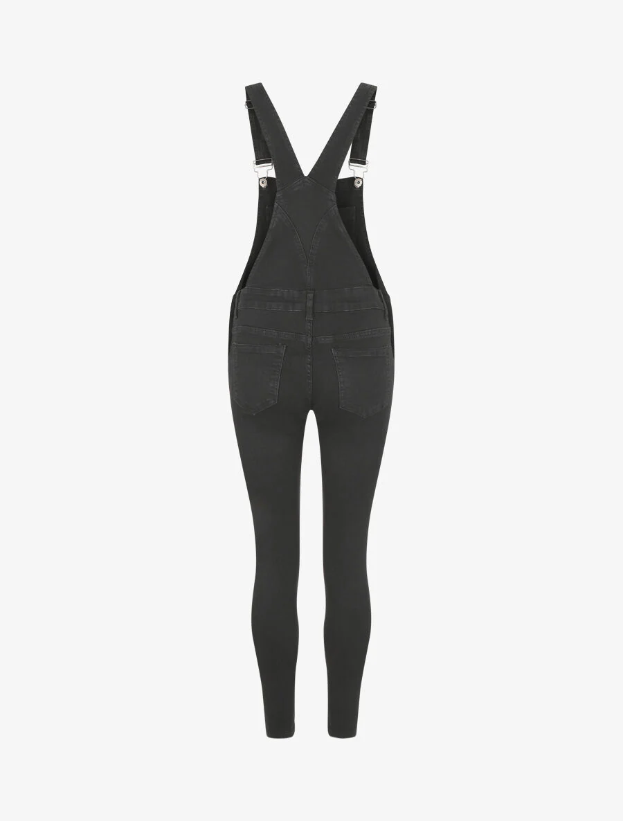 Effen skinny tuinbroek - Zwart - Image 2