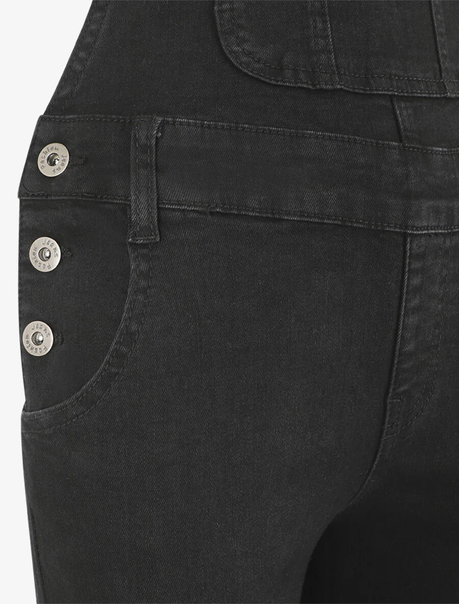 Effen skinny tuinbroek - Zwart - Image 3