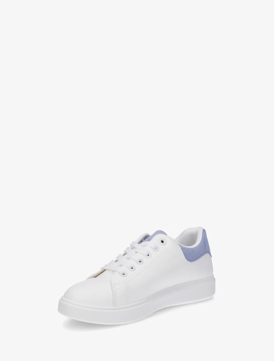 Effen sneakers met contrasterende hielversteviging - Blauw - Image 3