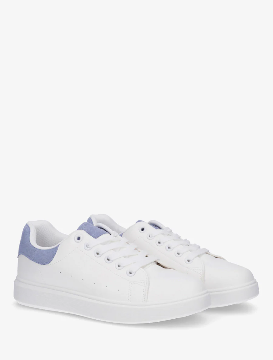Effen sneakers met contrasterende hielversteviging - Blauw - Image 4