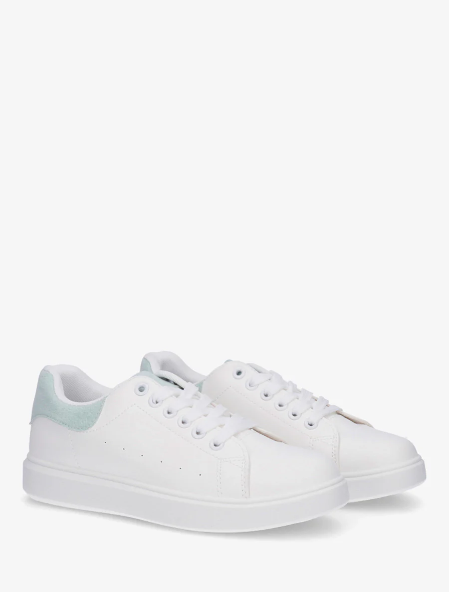 Effen sneakers met contrasterende hielversteviging - Watergroen - Image 4