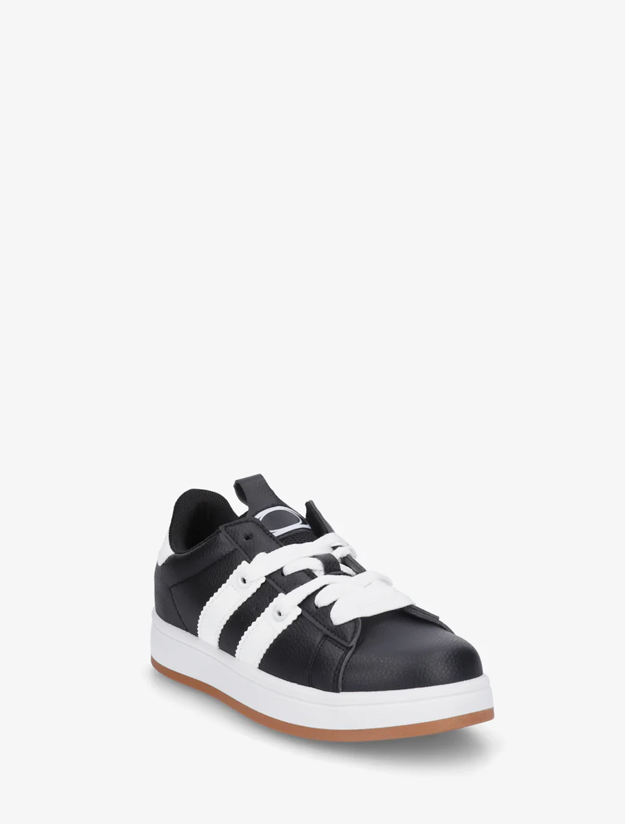 Effen sneakers met contrasterende strepen - Zwart - Image 2