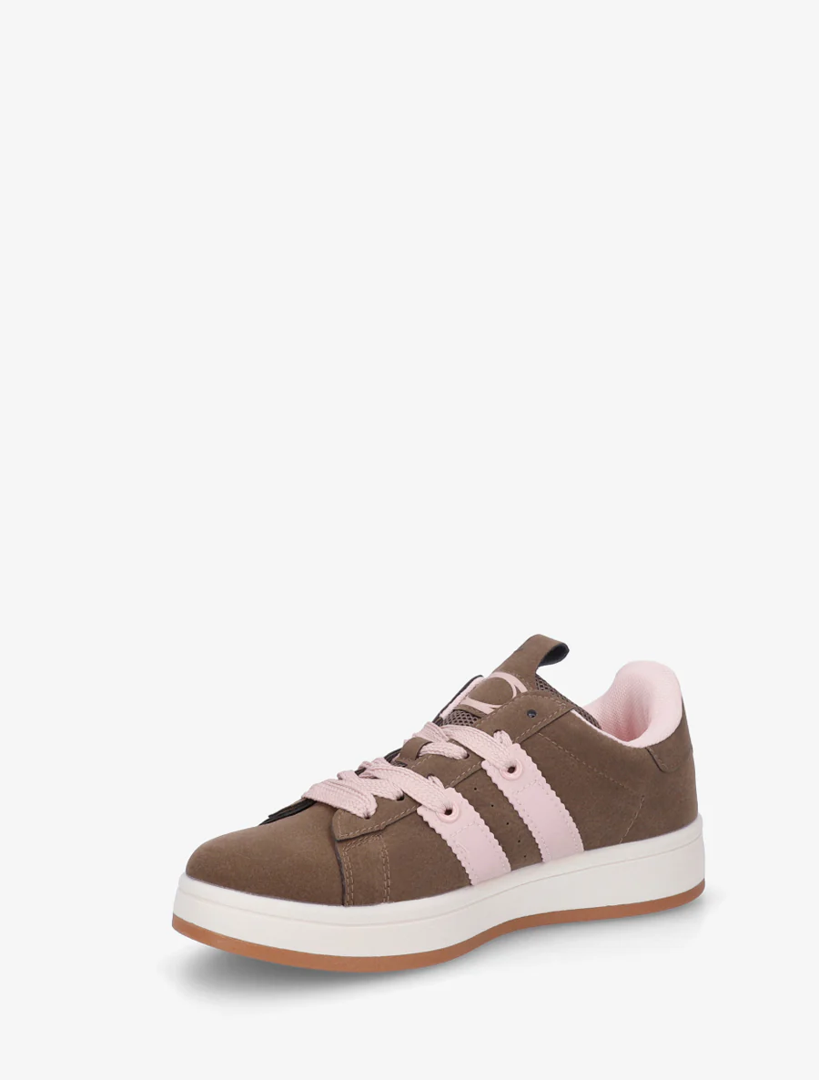 Effen sneakers met contrasterende strepen - Bruin - Image 3