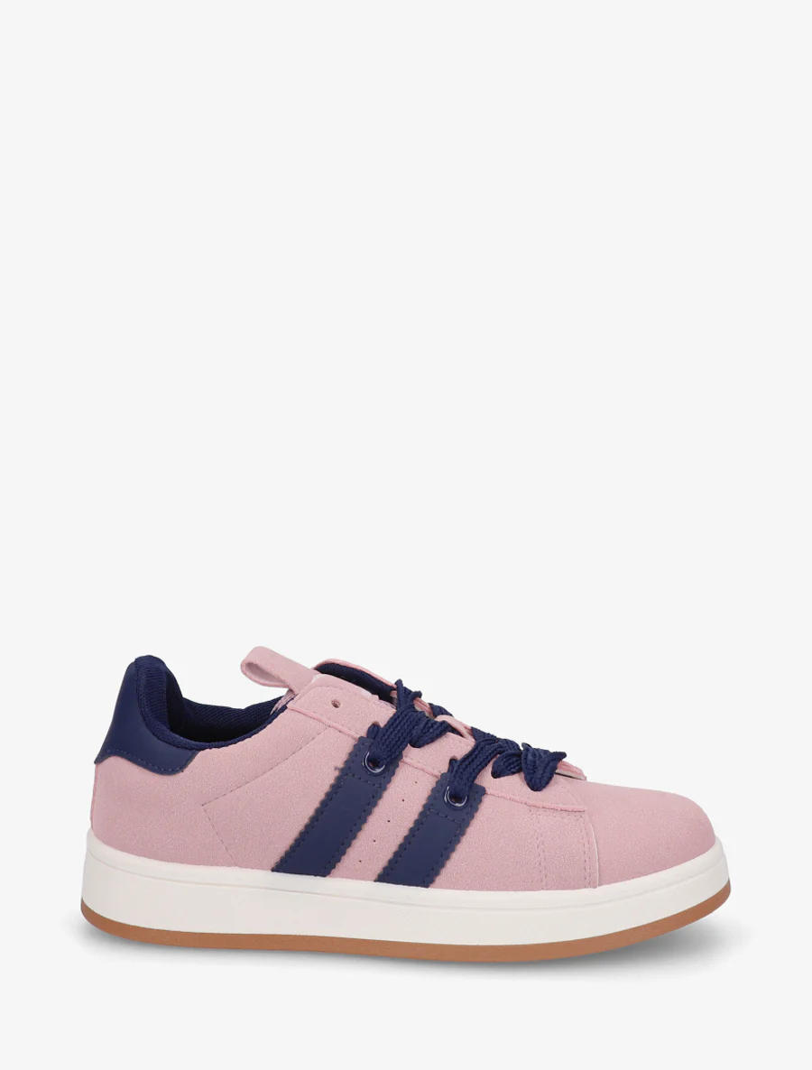 Effen sneakers met contrasterende strepen - Oudroze