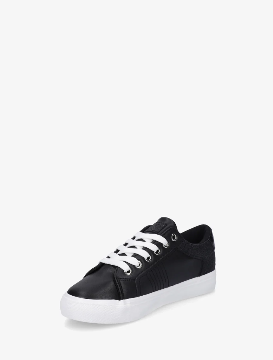 Effen sneakers met een flockzool - Zwart - Image 3