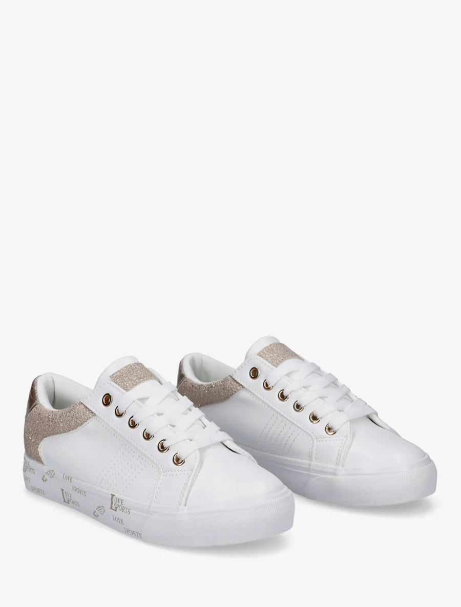 Effen sneakers met een flockzool - Goud - Image 4