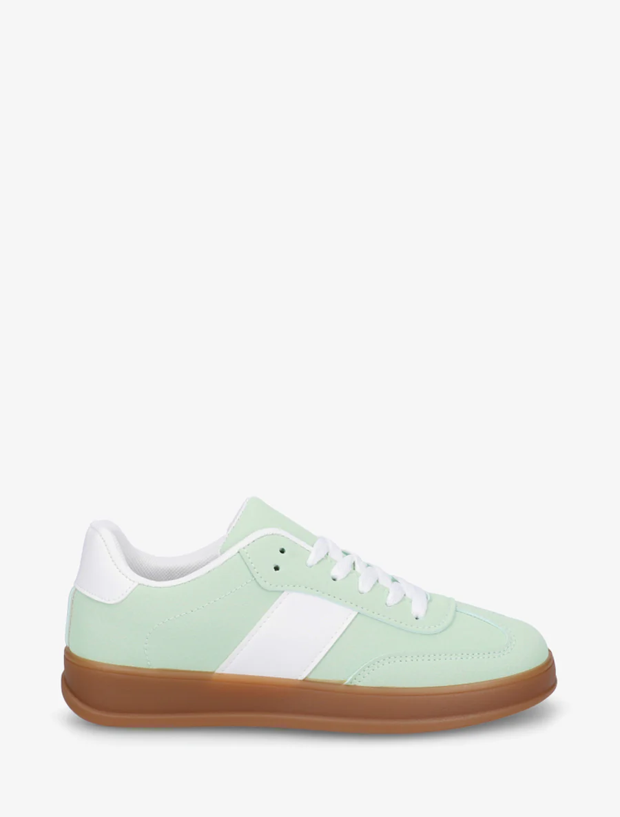 Effen sneakers met rubberen zool - Watergroen
