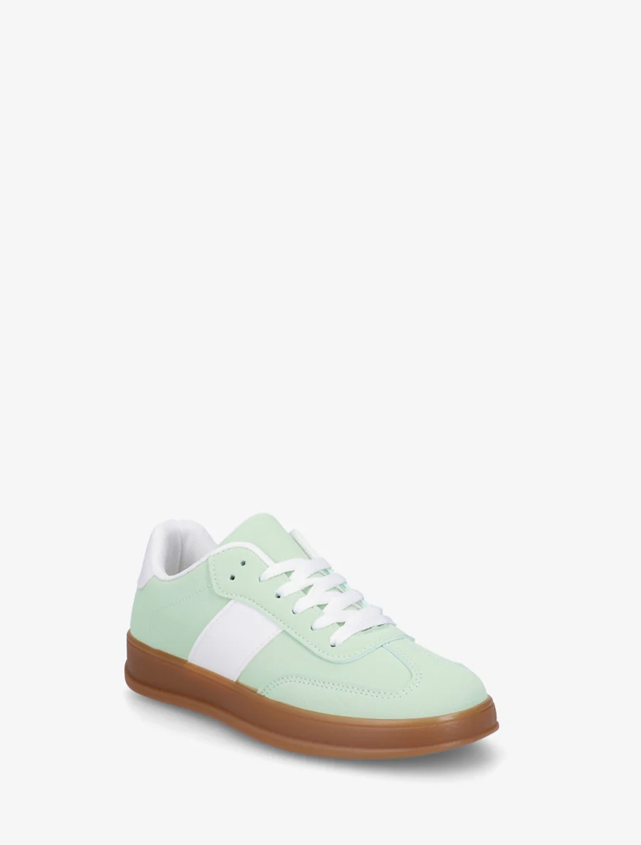 Effen sneakers met rubberen zool - Watergroen - Image 2
