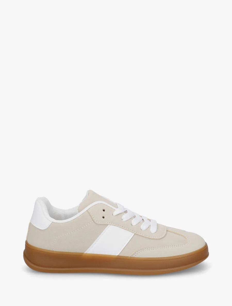Effen sneakers met rubberen zool - Beige