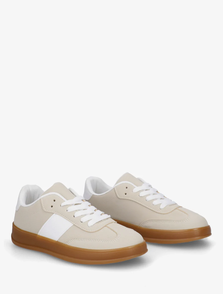 Effen sneakers met rubberen zool - Beige - Image 4