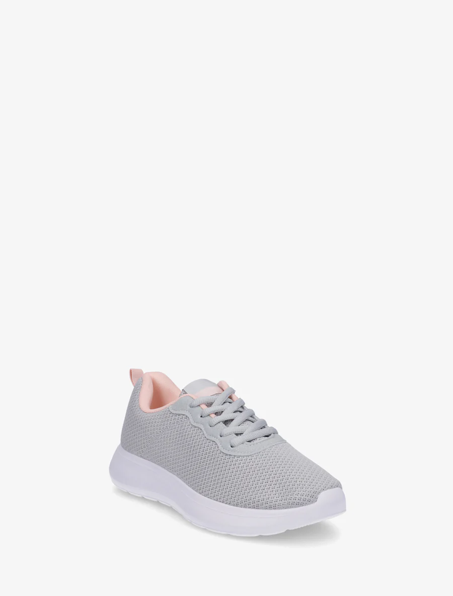 Effen sneakers van mesh - Grijs - Image 2