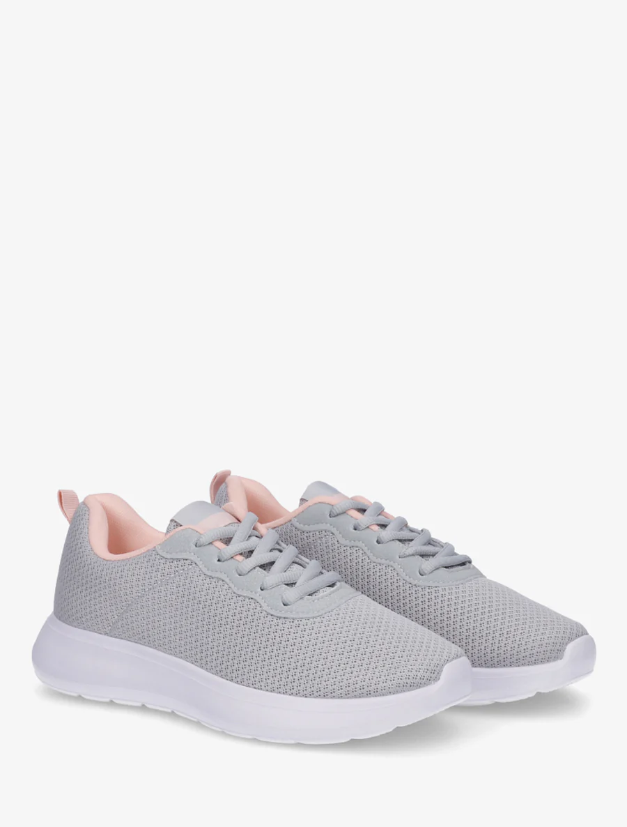 Effen sneakers van mesh - Grijs - Image 4