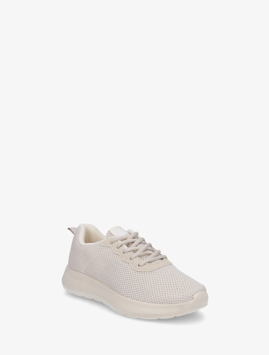 Effen sneakers van mesh - Beige - Image 2