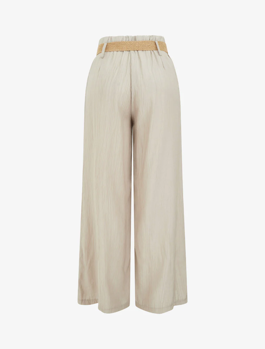 Effen soepele broek met elastische tailleband - Mol - Image 2