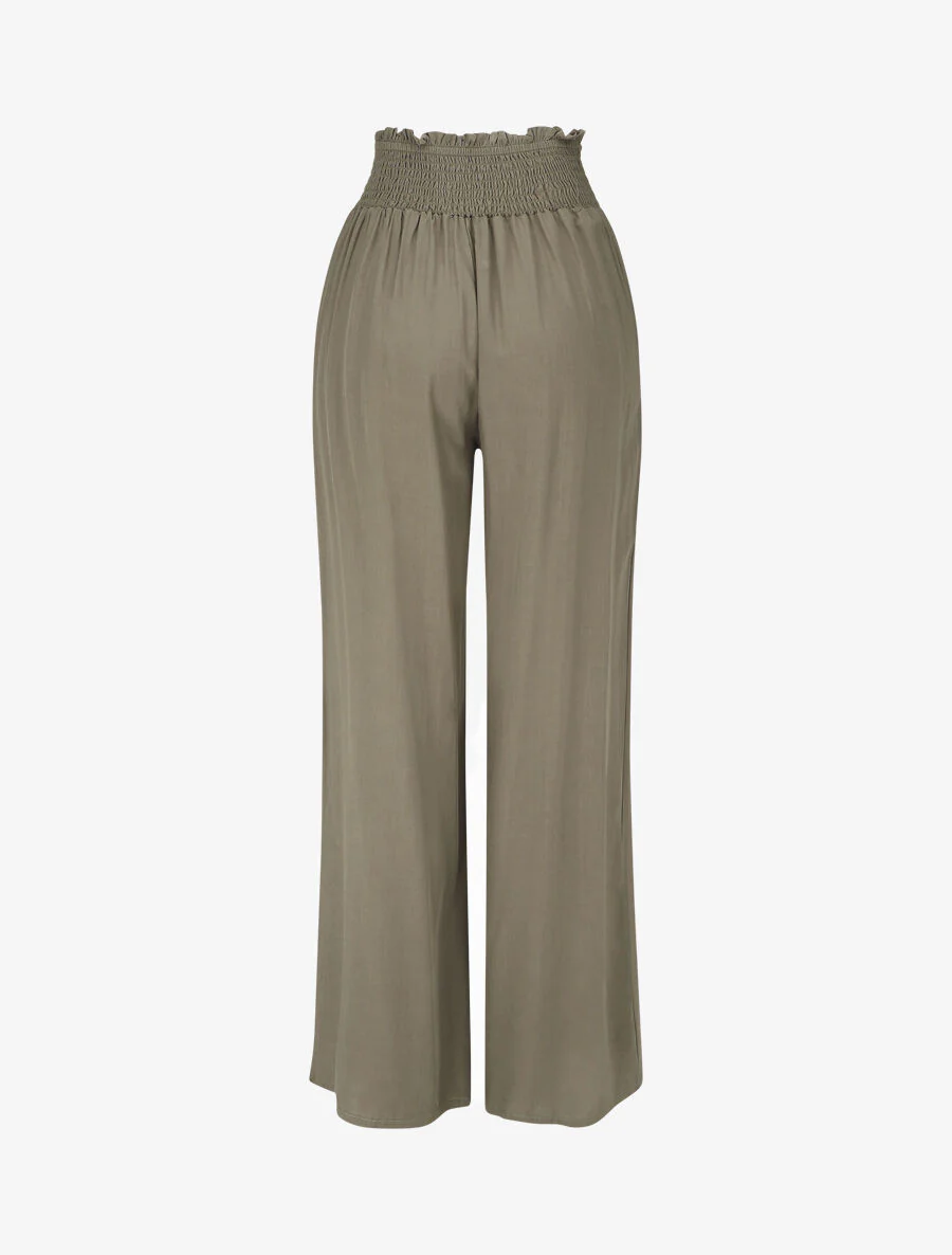 Effen soepele broek met zakken - Khaki - Image 2