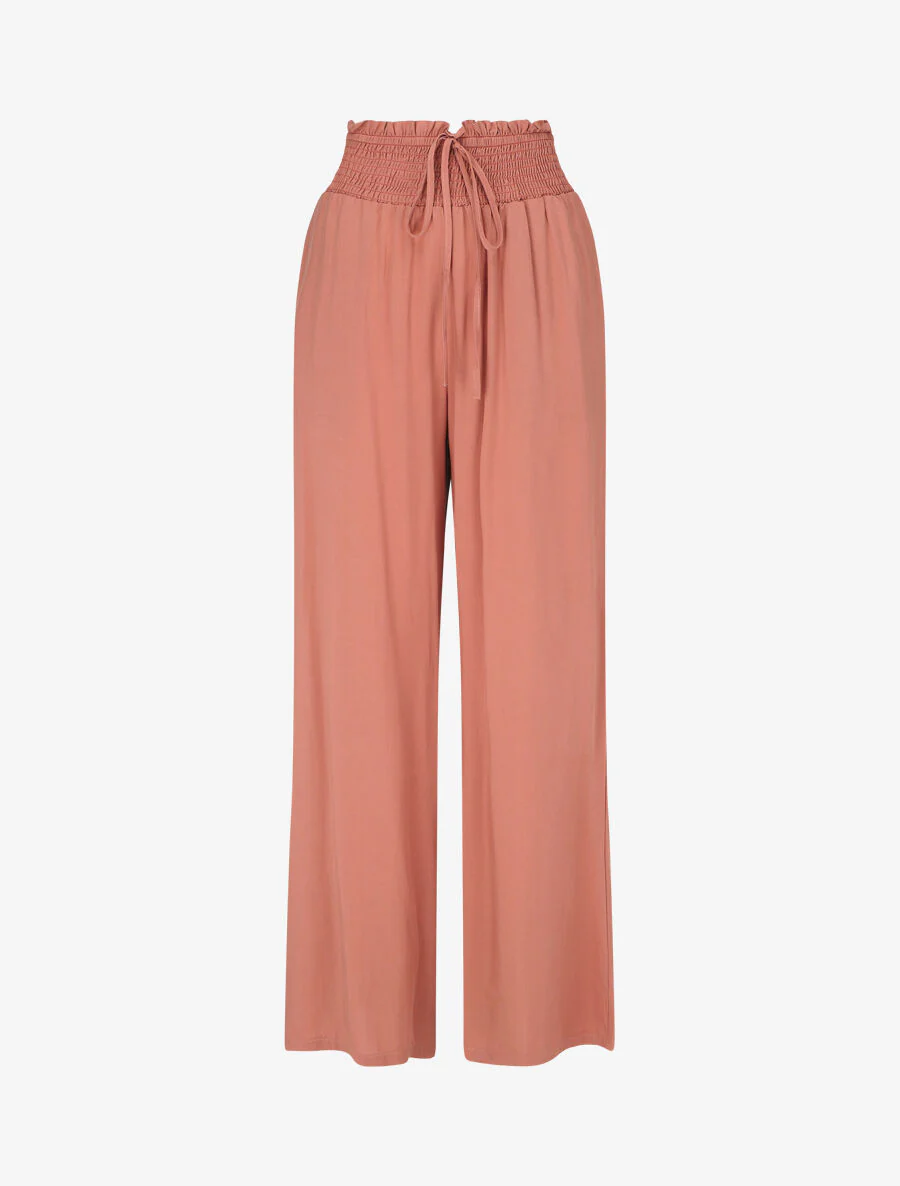 Effen soepele broek met zakken - Oud roze