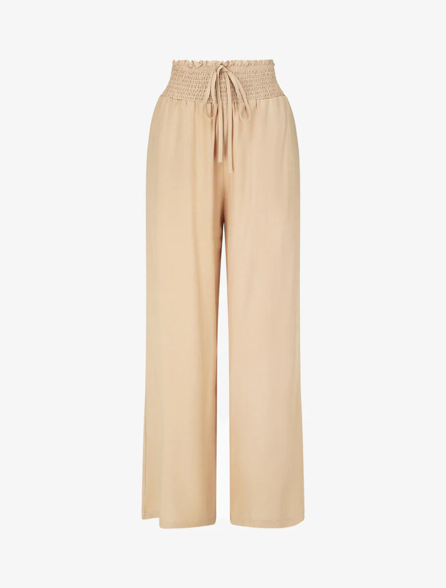 Effen soepele broek met zakken - Beige