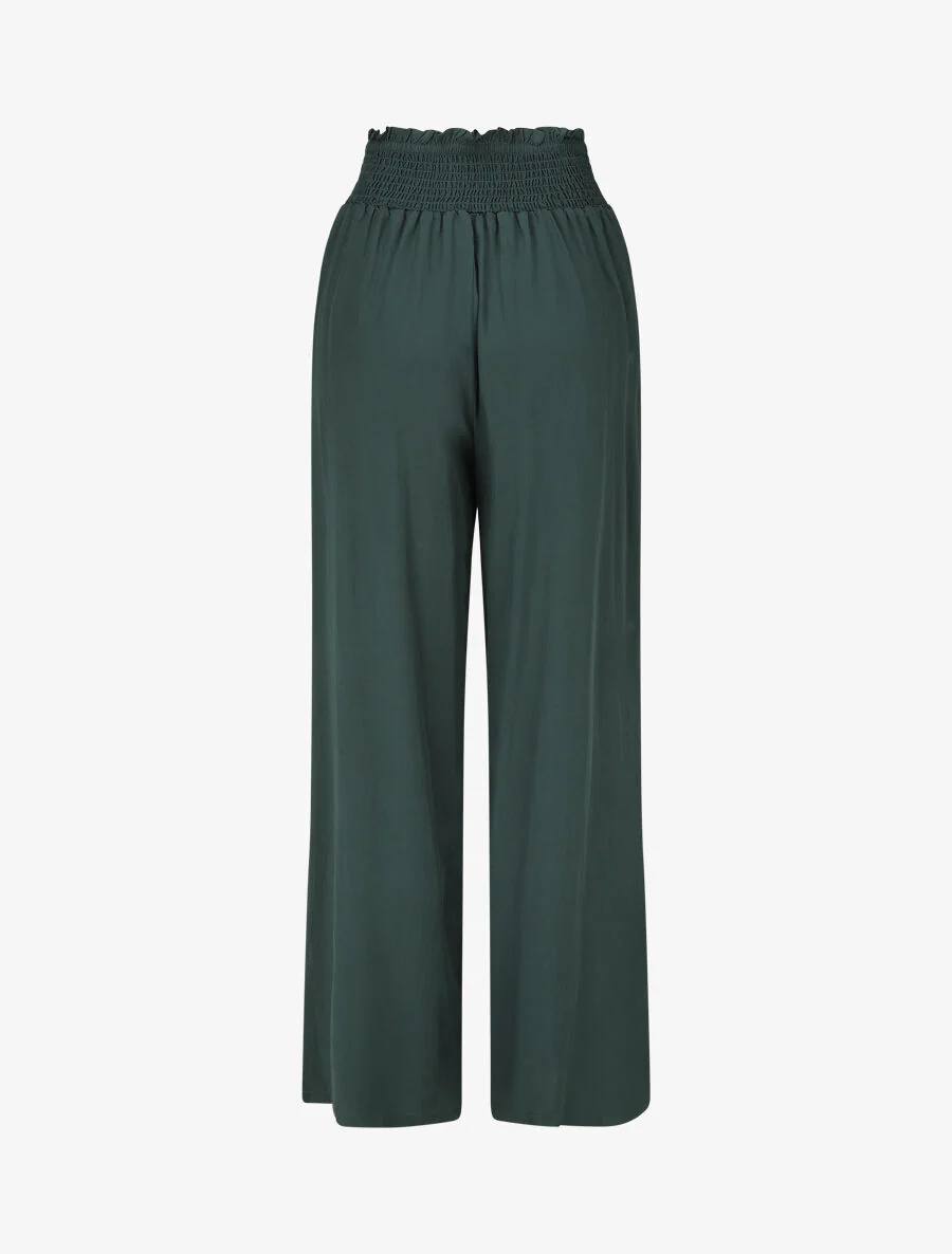 Effen soepele broek met zakken - Dennengroen - Image 2