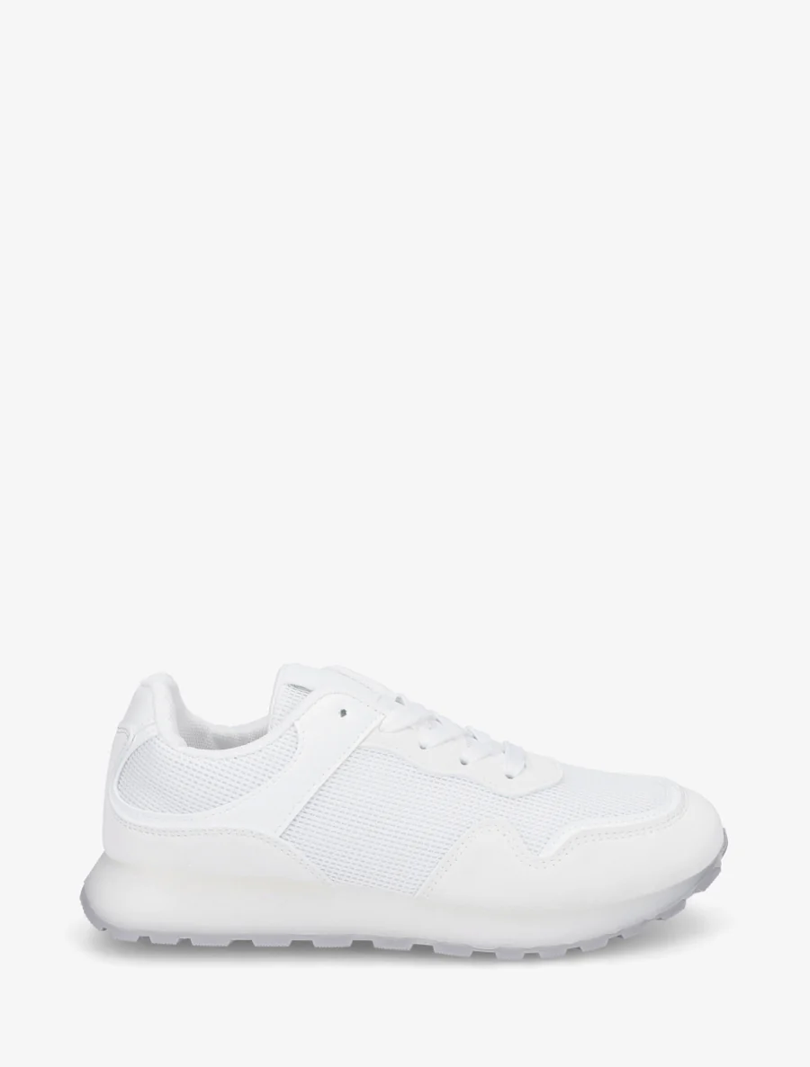 Effen stoffen en suèdine sneakers met een rubberen zool - Wit