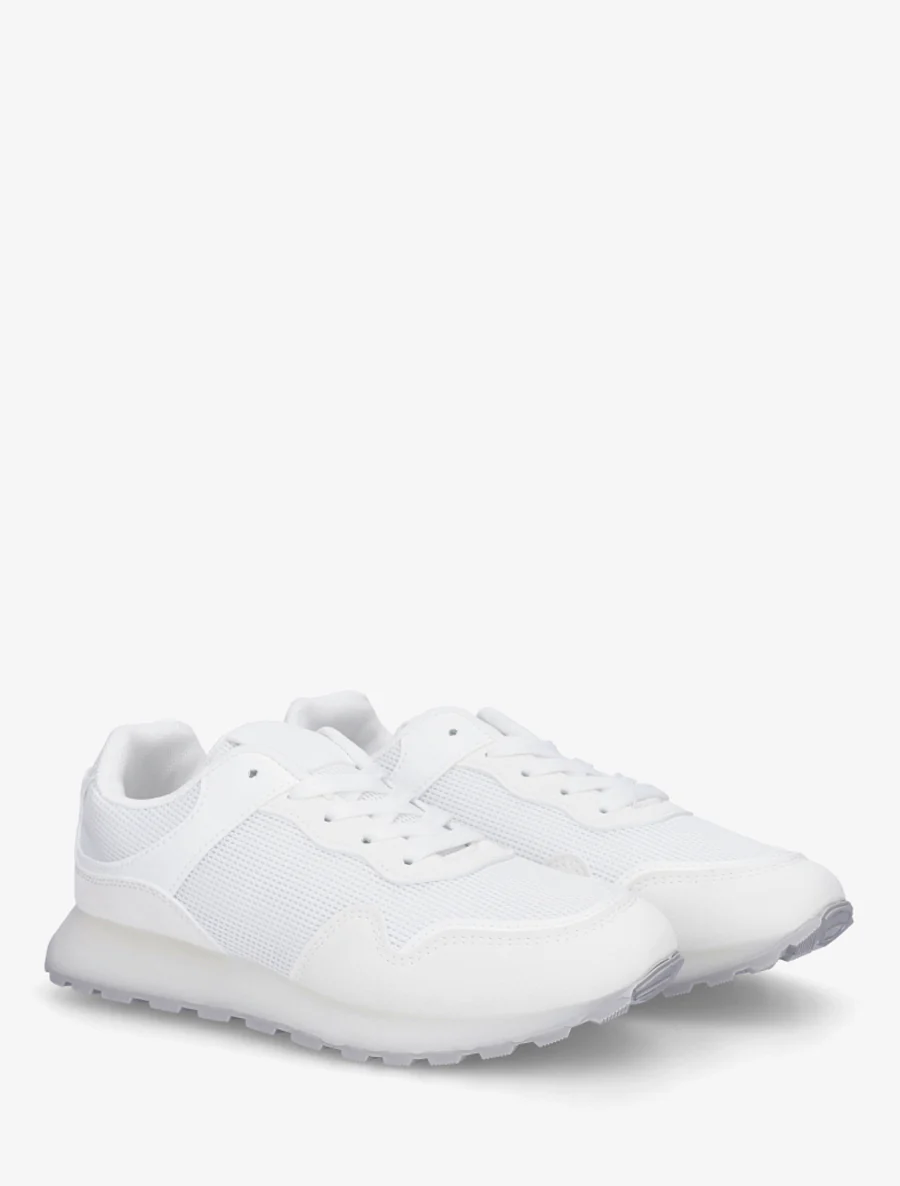 Effen stoffen en suèdine sneakers met een rubberen zool - Wit - Image 4