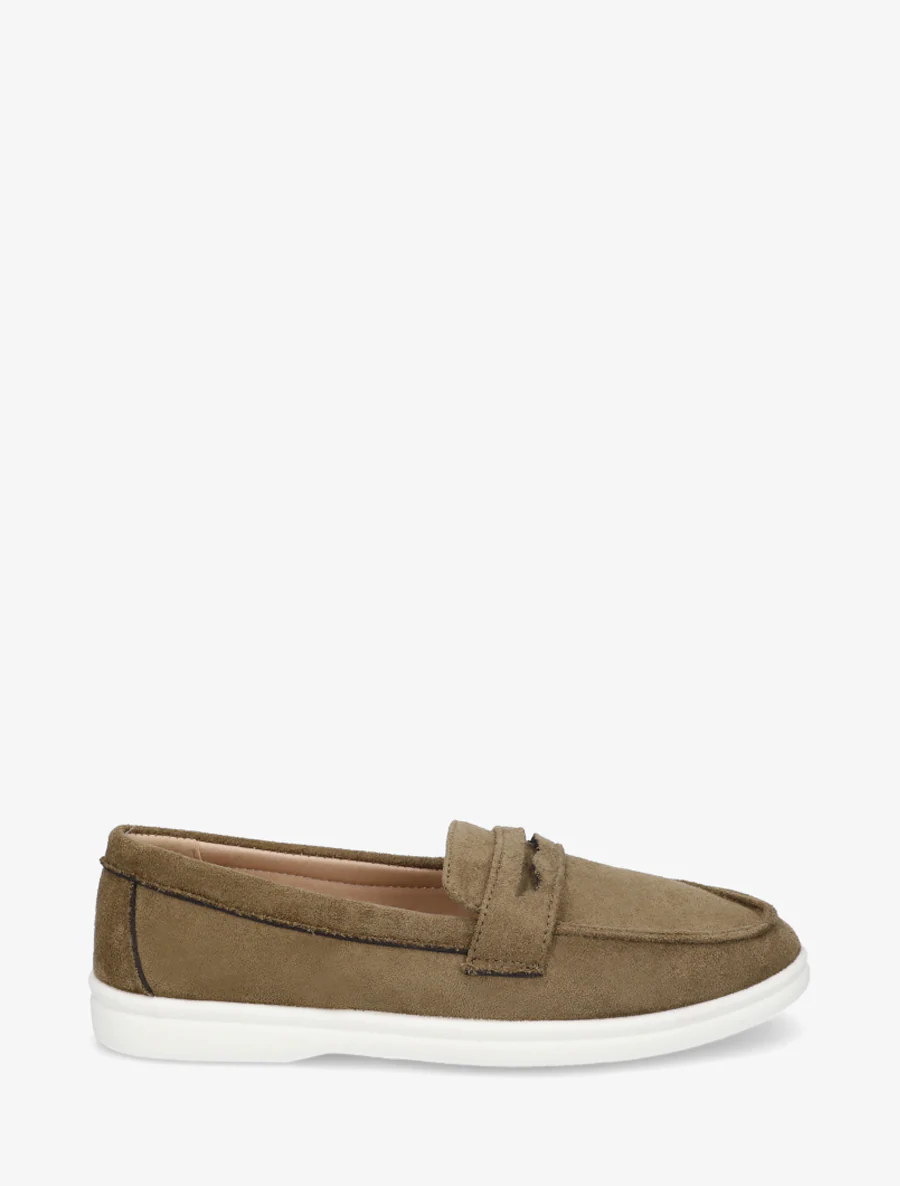 Effen suède mocassins - Kaki