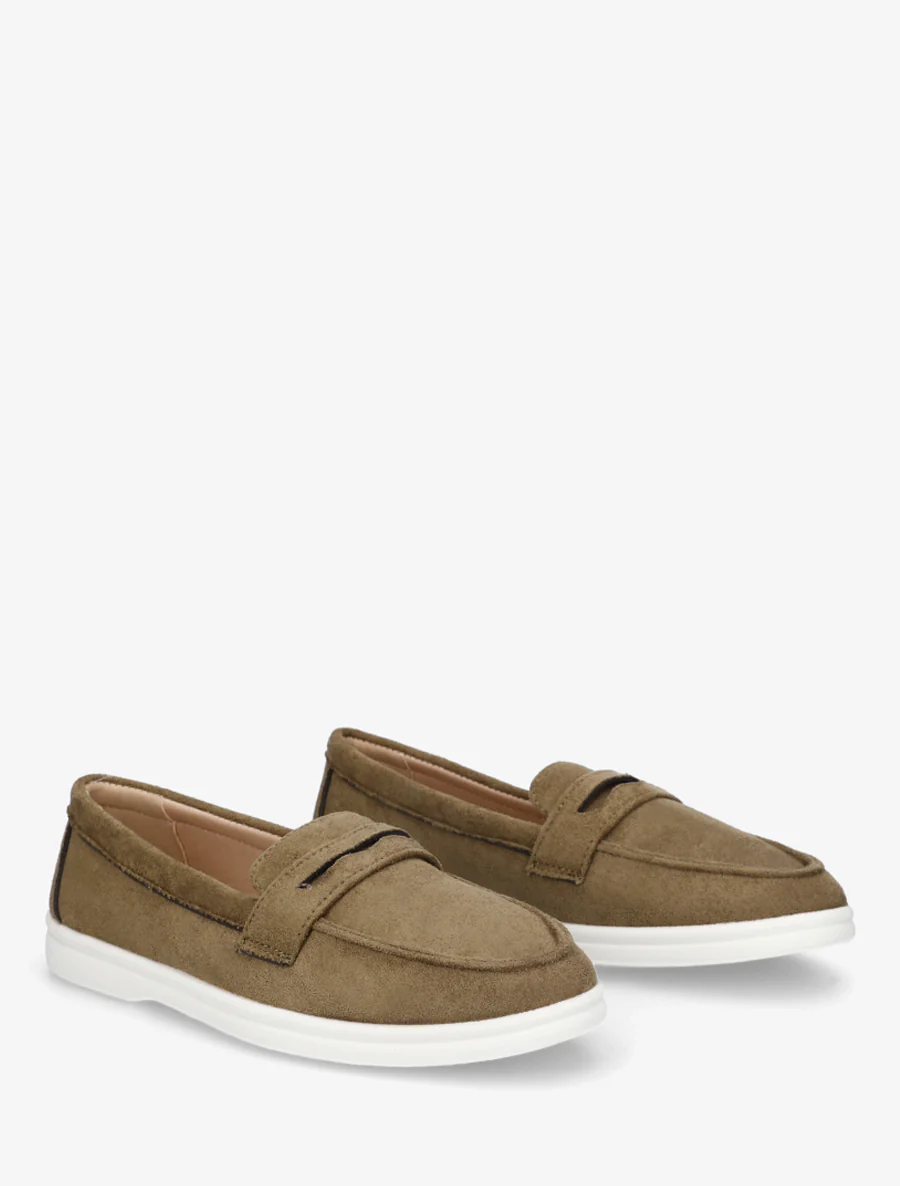Effen suède mocassins - Kaki - Image 4