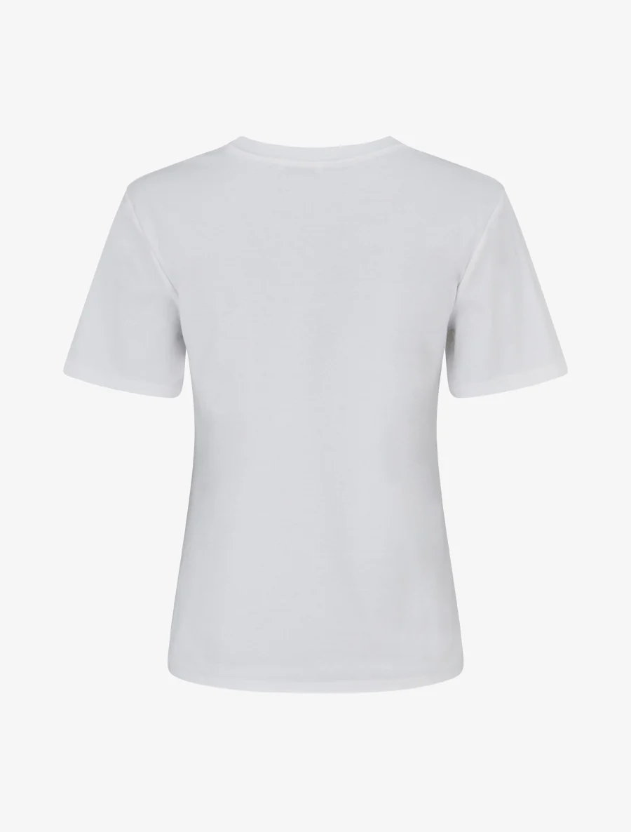 Effen T-shirt met bloemenborduursel - Wit - Image 2