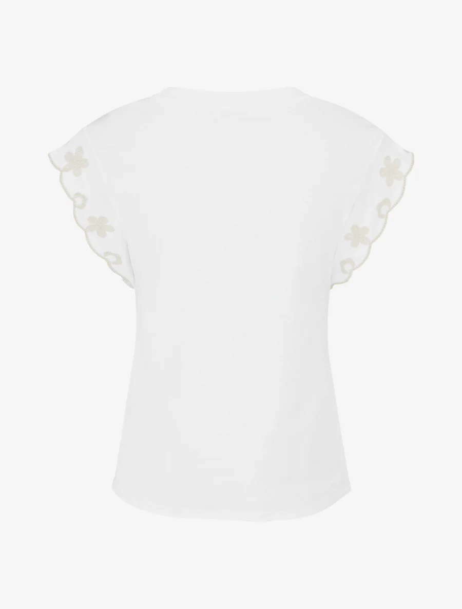 Effen T-shirt met bloemenmotief - Wit - Image 2