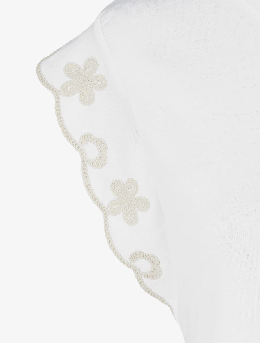Effen T-shirt met bloemenmotief - Wit - Image 3