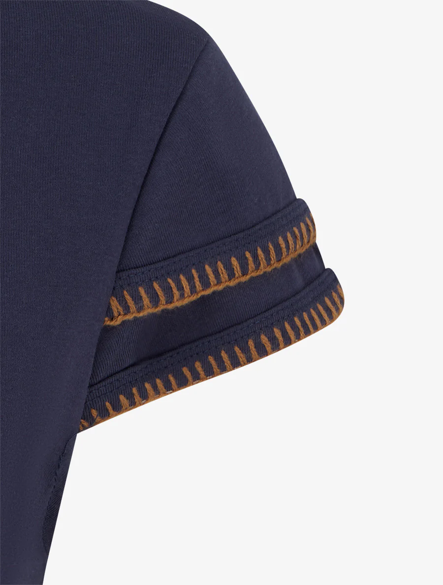 Effen T-shirt met gestileerde korte mouwen. - Blauw - Image 3