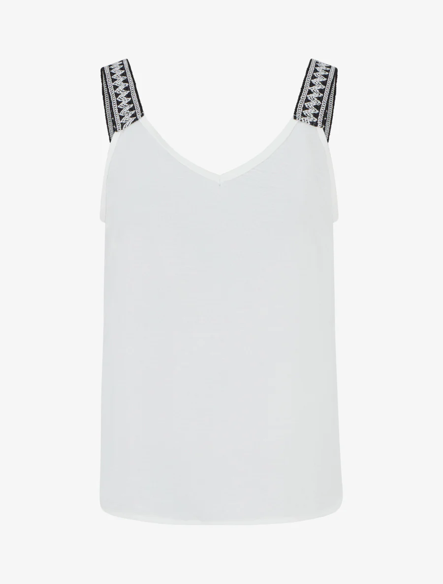 Effen tanktop met fantasiebandjes. - Wit