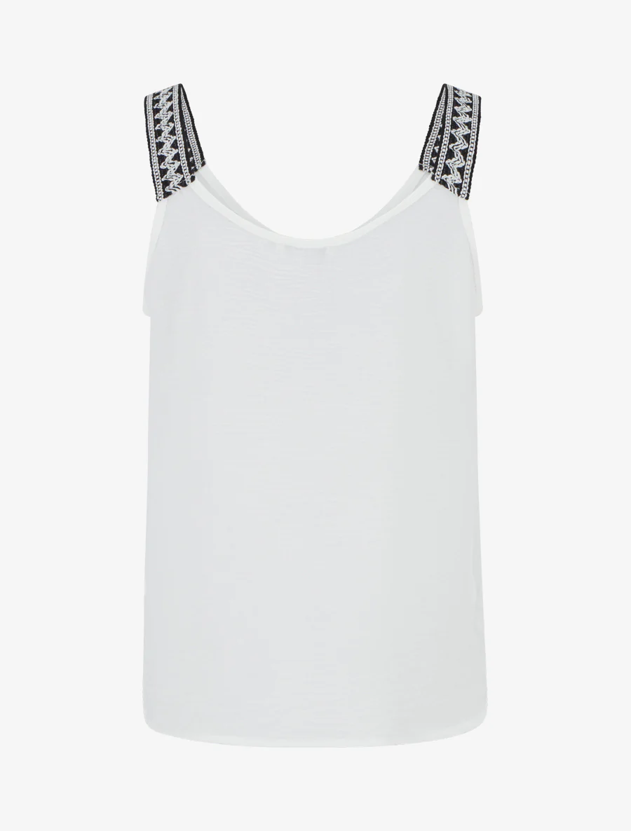 Effen tanktop met fantasiebandjes. - Wit - Image 2