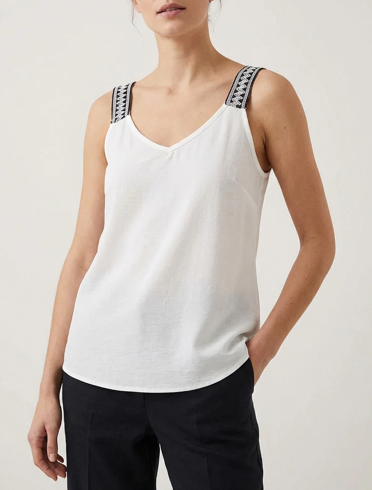 Effen tanktop met fantasiebandjes. - Wit - Image 4