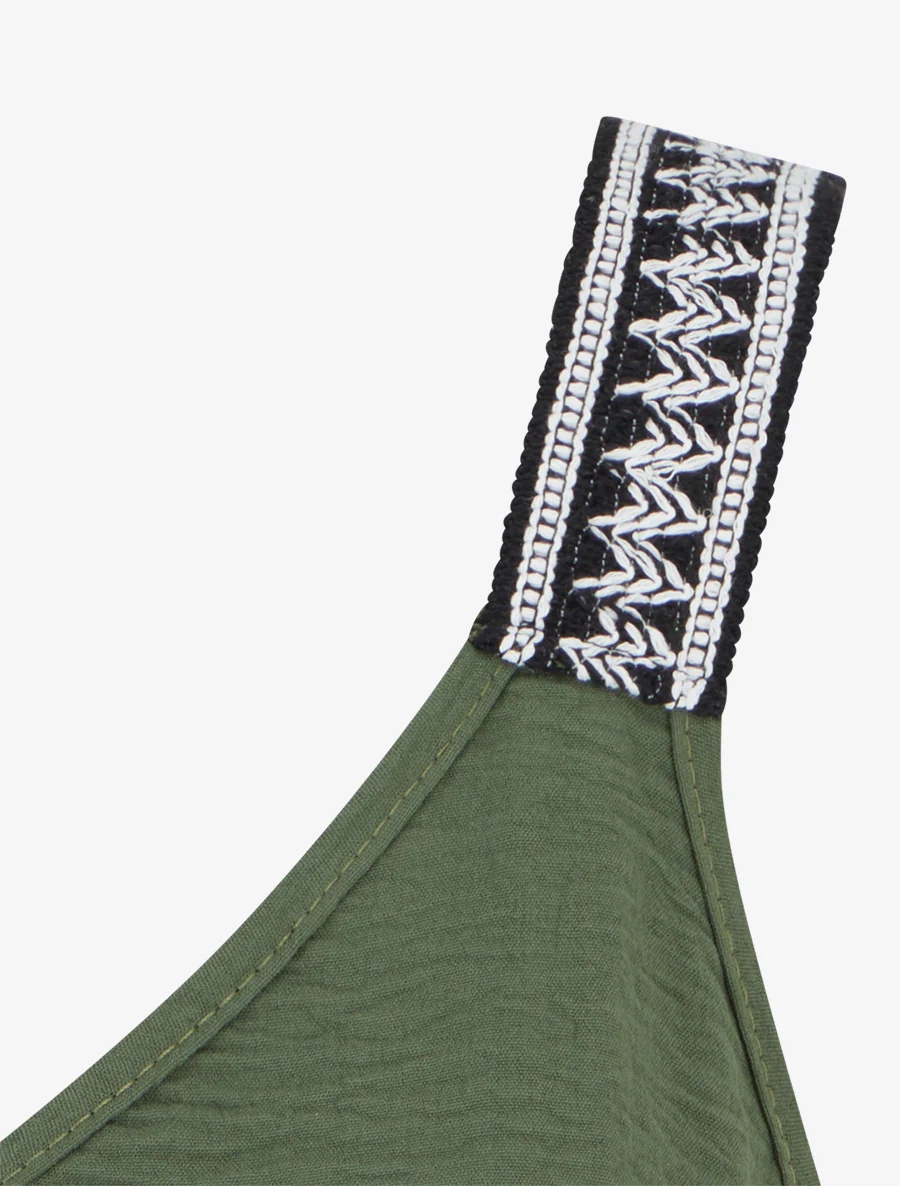 Effen tanktop met fantasiebandjes. - Kaki - Image 3