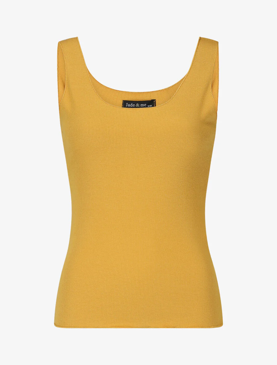 Effen tanktop met slanke pasvorm - Mosterdgeel