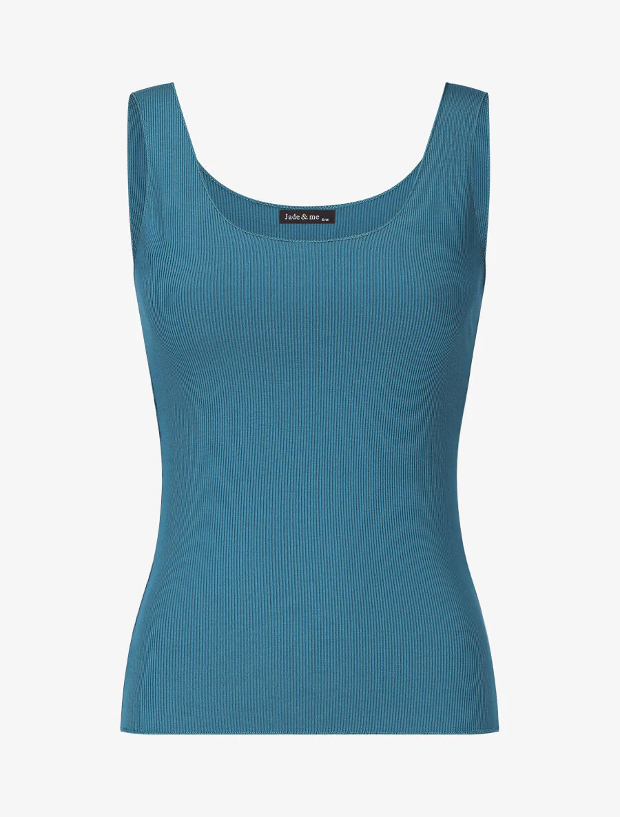 Effen tanktop met slanke pasvorm - Blauwgroen