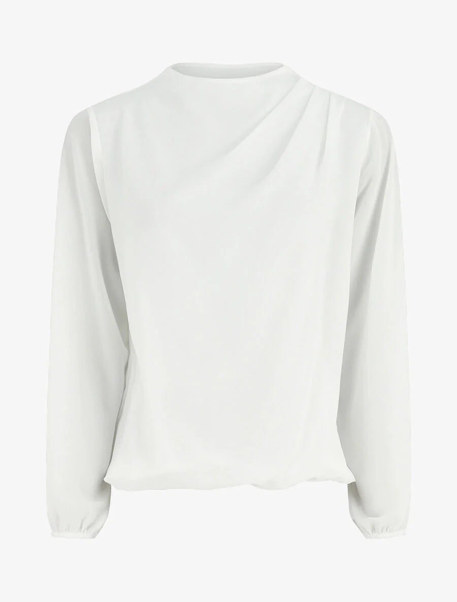 Effen top met gedrapeerde hals - wit