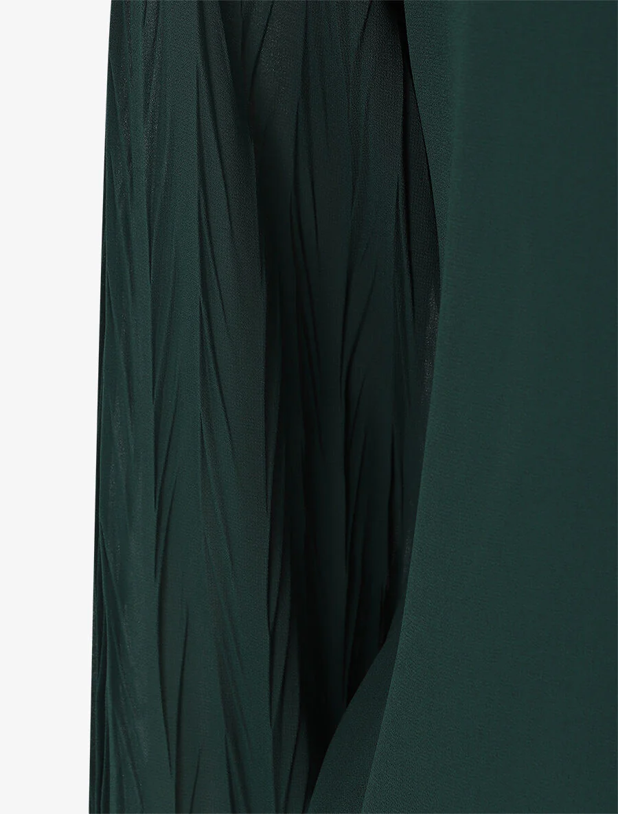 Effen top met geplooide mouwen - smaragdgroen - Image 3
