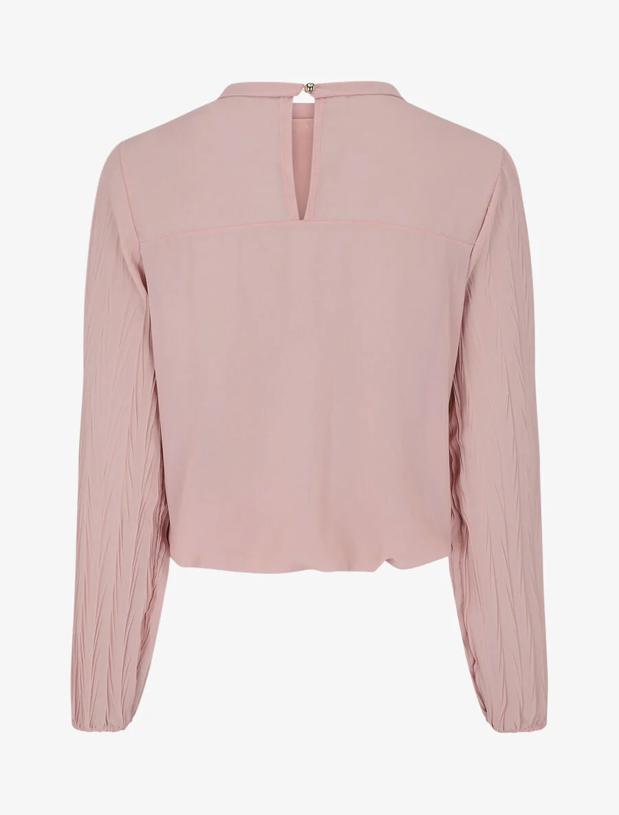 Effen top met geplooide mouwen - Roze - Image 2