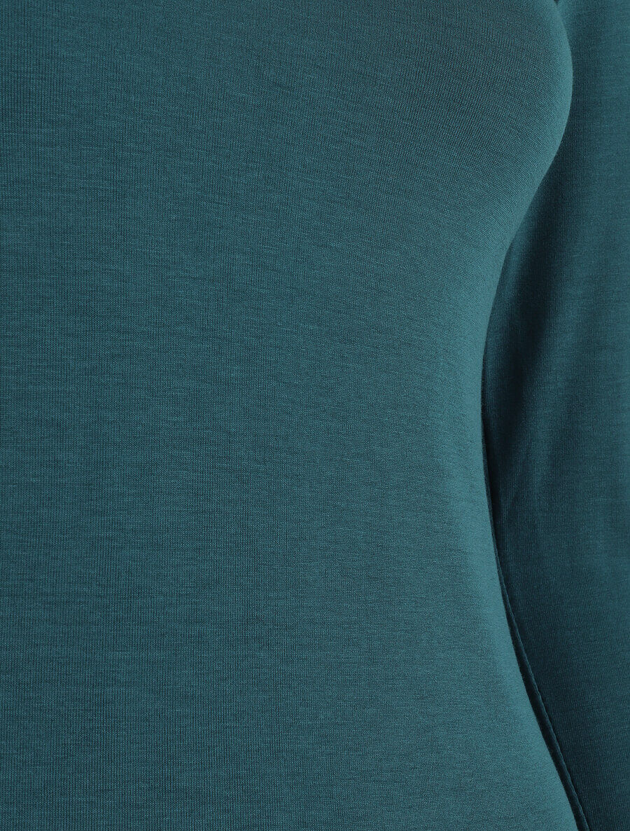 Effen top met lange mouwen en V-hals - Blauwgroen - Image 3