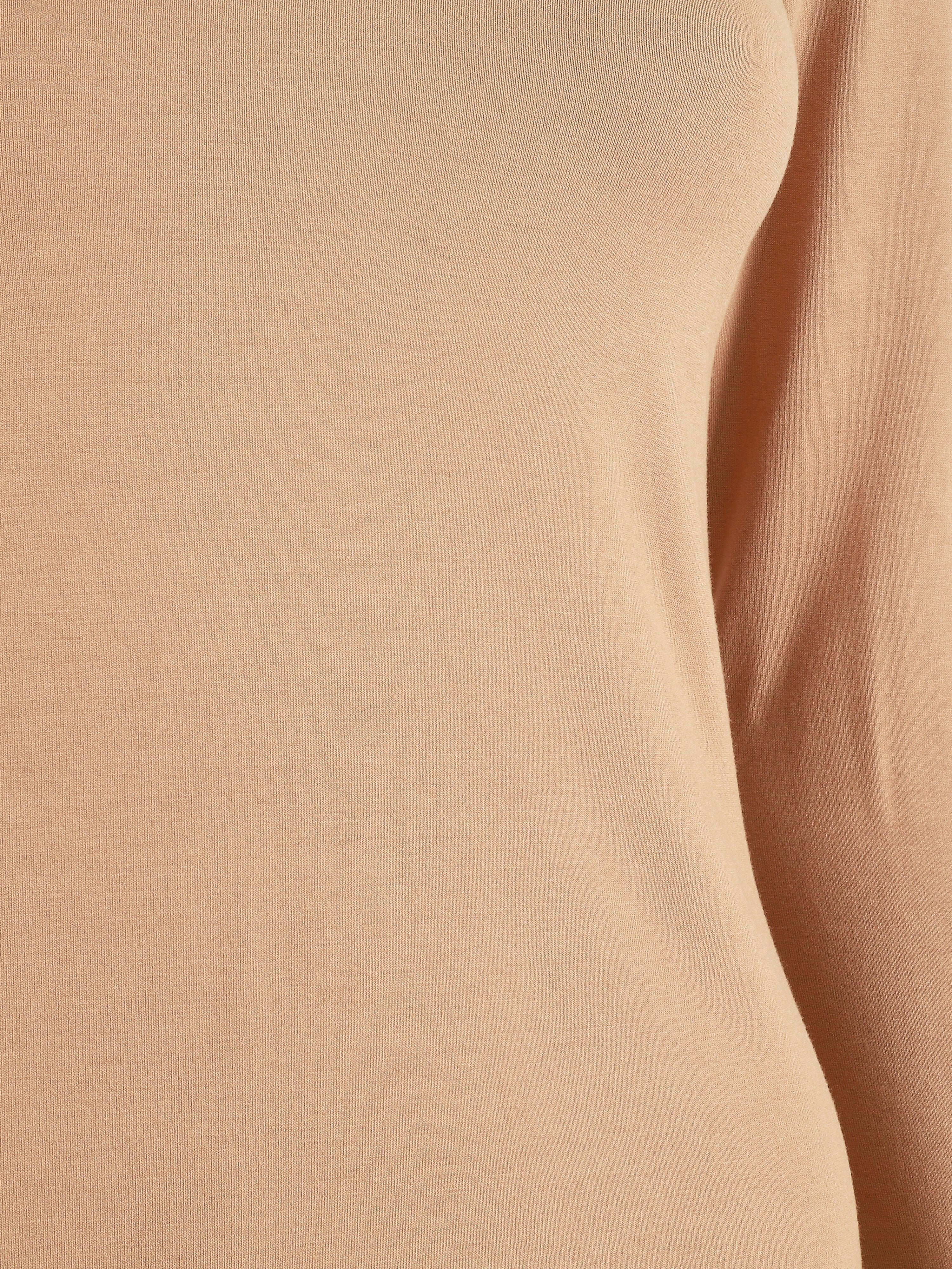 Effen top met lange mouwen en V-hals - camel - Image 3
